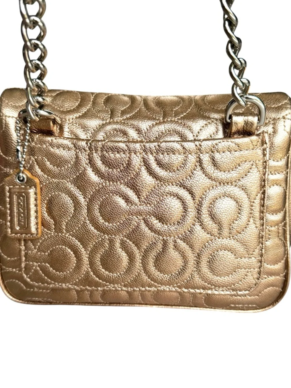 🆕 Coach Metallic Leather Madison Chain Mini Shoulder Bag Crossbody